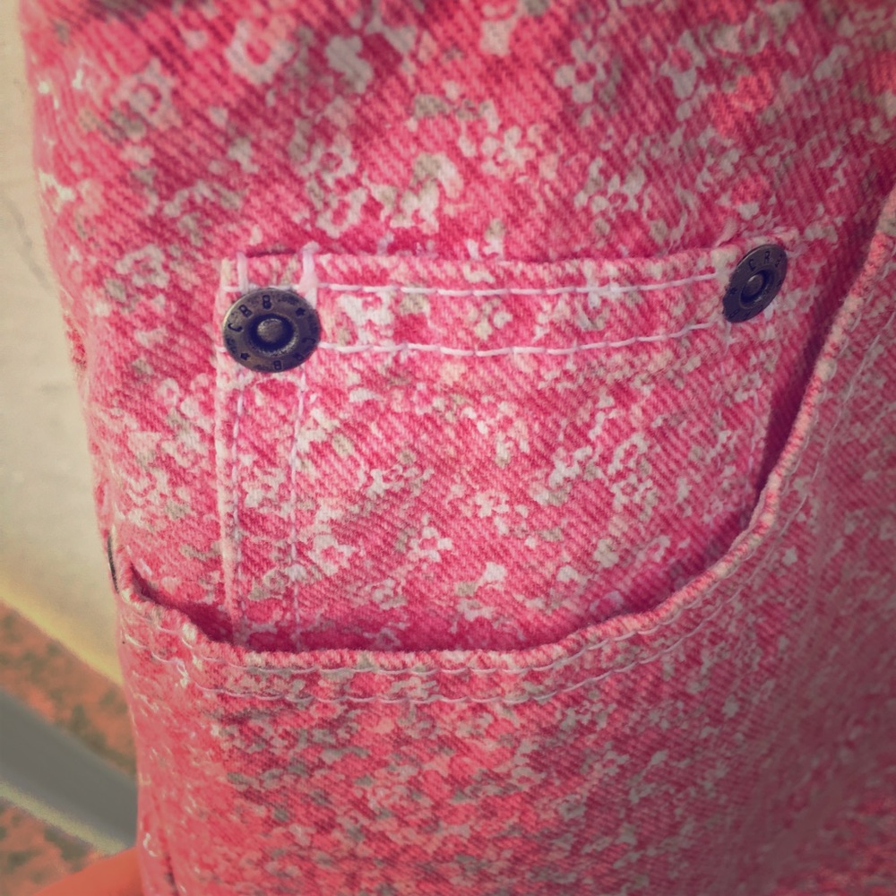 Vintage pink floral denim shorts